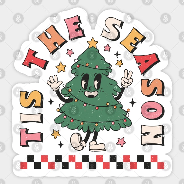 Tis the season Vintage Christmas Tree Sticker by MZeeDesigns